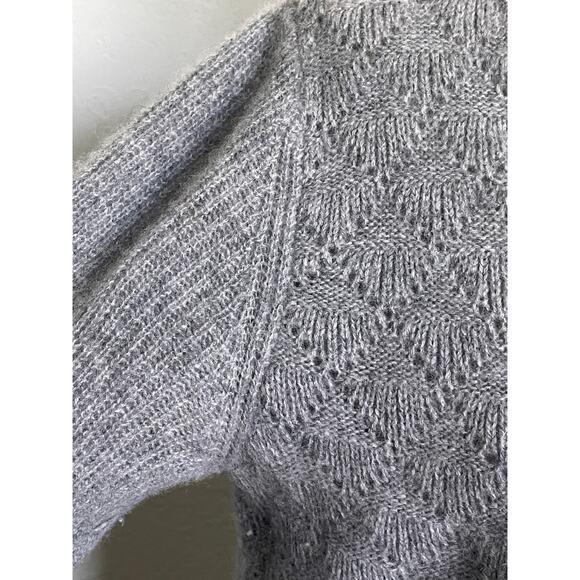 Max Studio Cashmere Gray Diamond Pattern Open Cardigan Sweater Medium - Picture 8 of 8